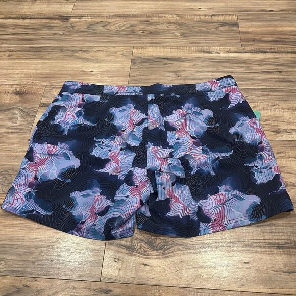 Speedo Women's Patterned Swim Coverup Shorts - Navy and Pink - Picture 10 of 11
